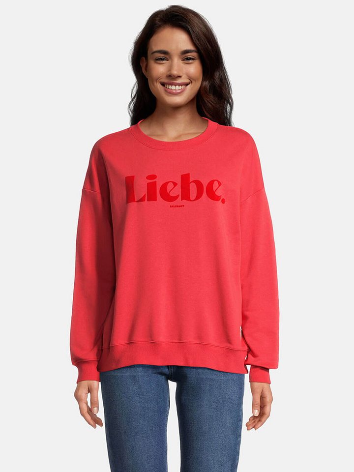 salzhaut Rundhalspullover Damen Pullover Mudderhus mit Flock-Druck Liebe und Strickbündchen von salzhaut