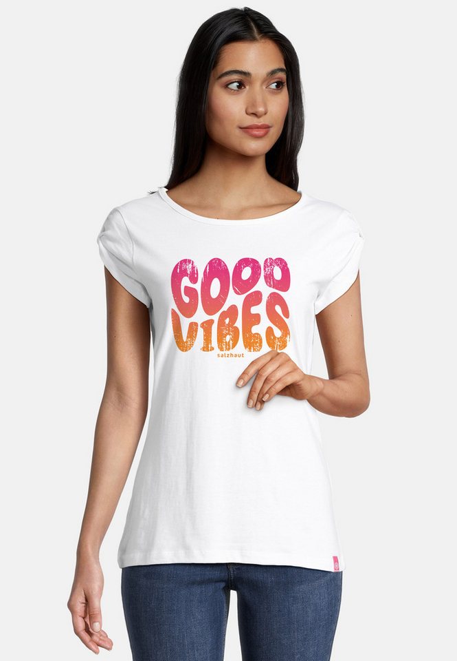 salzhaut T-Shirt BIIKE - GOOD VIBES Damen Tailliert Endlich wieder Sommer! bequemes T-Shirt, Shirt, Top, Oberteil von salzhaut