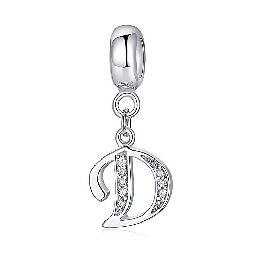 sam panda 925er Sterling-Silber A-Z 26 Alphabet Buchstaben mit Kristall Anhänger-Perlen mit Original Armband Armreif Schmuck DIY von sam panda