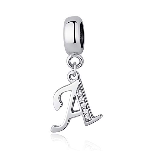 925er Sterling-Silber A-Z 26 Alphabet Buchstaben mit Kristall Anhänger-Perlen mit Original Armband Armreif Schmuck DIY von sam panda