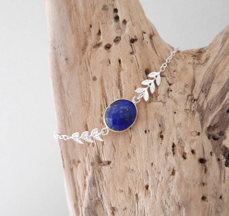 Armband Boho Chic Feine Kette Silbernen Ähren. Blaues Ovales Steinarmband in Lapis Lazuli | Brch22Aglapis Weihnachtsgeschenk Frau Oder Mädchen Armband Boho Chic Feine Kette Silbernen Ähren. Blaues Ovales Steinarmband in Lapis Lazuli | Brch22Aglapis Weihnachtsgeschenk Frau Oder Mädchen von samarabijoux