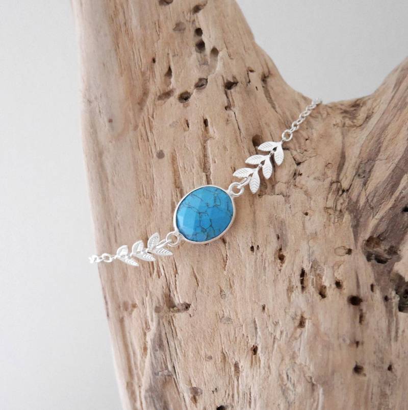Armband Boho Chic Feine Kette Silbernen Ähren. Oval Stein Türkis | Brch22Agturqse Weihnachtsgeschenk Frau Oder Mädchen Armband Boho Chic Feine Kette Silbernen Ähren. Oval Stein Türkis | Brch22Agturqse Weihnachtsgeschenk Frau Oder Mädchen von samarabijoux