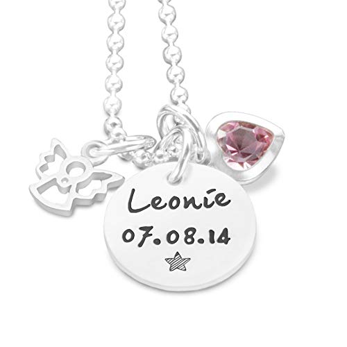 samavaya Taufkette Mädchen Gravur Engel Silber KLEINES STERNCHEN 925 Silber Taufgeschenk Taufpate Taufpatin Geschenk Schutzengel Taufschmuck personalisiert von samavaya