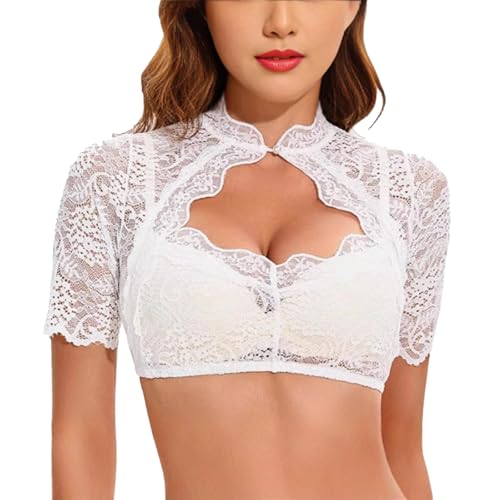samheito Dirndlbluse Damen Spitze Weiß Bluse Damen Trachtenbluse Kurzarm Dirndlbluse Spitze Oktoberfest Kostüm Spitzenbluse samheito Dirndlbluse Damen Spitze Weiß Bluse Damen Trachtenbluse Kurzarm Dirndlbluse Spitze Oktoberfest Kostüm Spitzenbluse von samheito