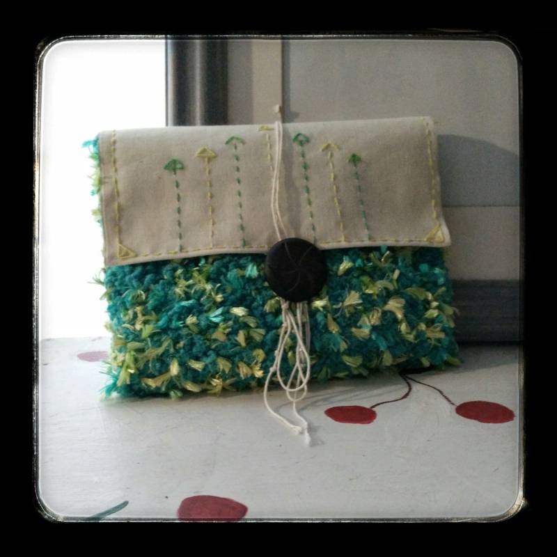 Gehäkelte Umschlag Clutch Grün Floral von samsstuff