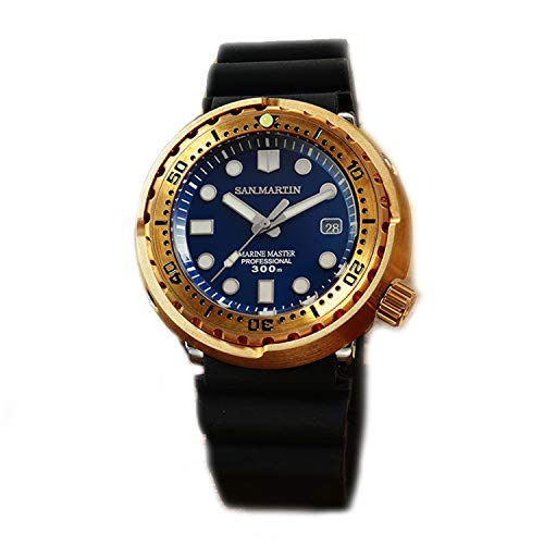 San Martin Herren-Armbanduhr Bronze SBBN015 Automatikuhr, 300 m wasserdicht, mechanische Armbanduhr, Farbe 3, Mechanische, automatische Armbanduhr von San Martin