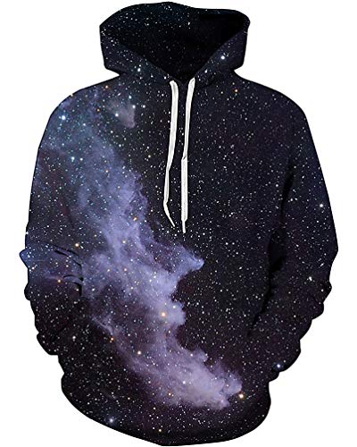 sanatty Unisex-Kapuzenpullover mit 3D-Druck, Galaxie-Pullover, Kapuzen-Sweatshirt mit großen Taschen für Herren, Teenager, Jungen, Damen, Dark Galaxy, XXL/3XL von sanatty