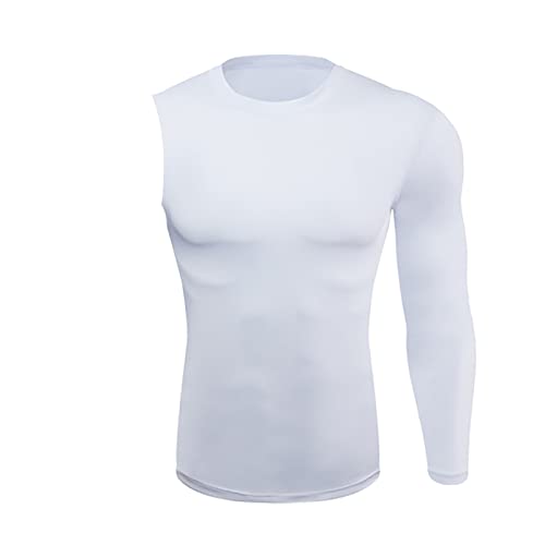 Kompressions-Shirts für Herren, 1/2 Einarm, einarmig, langärmelig, athletische Basisschicht, Unterhemd, Ausrüstung, T-Shirt für Basketball, Weiß-1, X-Large von sandbank