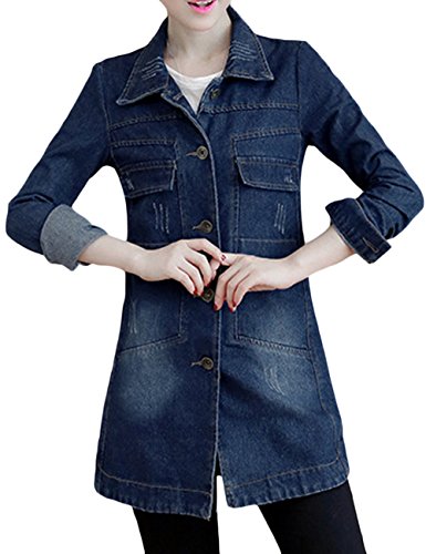 sandbank Damen-Jacke, niedlich, schmale Passform, leichte Jeans-Denim-Baumwolle, Outwear, dunkelblau, 44 von sandbank