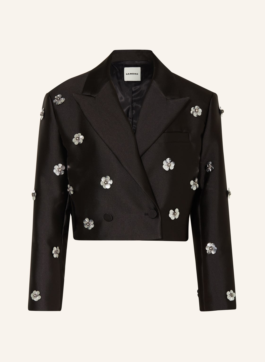 Sandro Cropped-Blazer Mit Schmucksteinen Und Pailletten schwarz von sandro