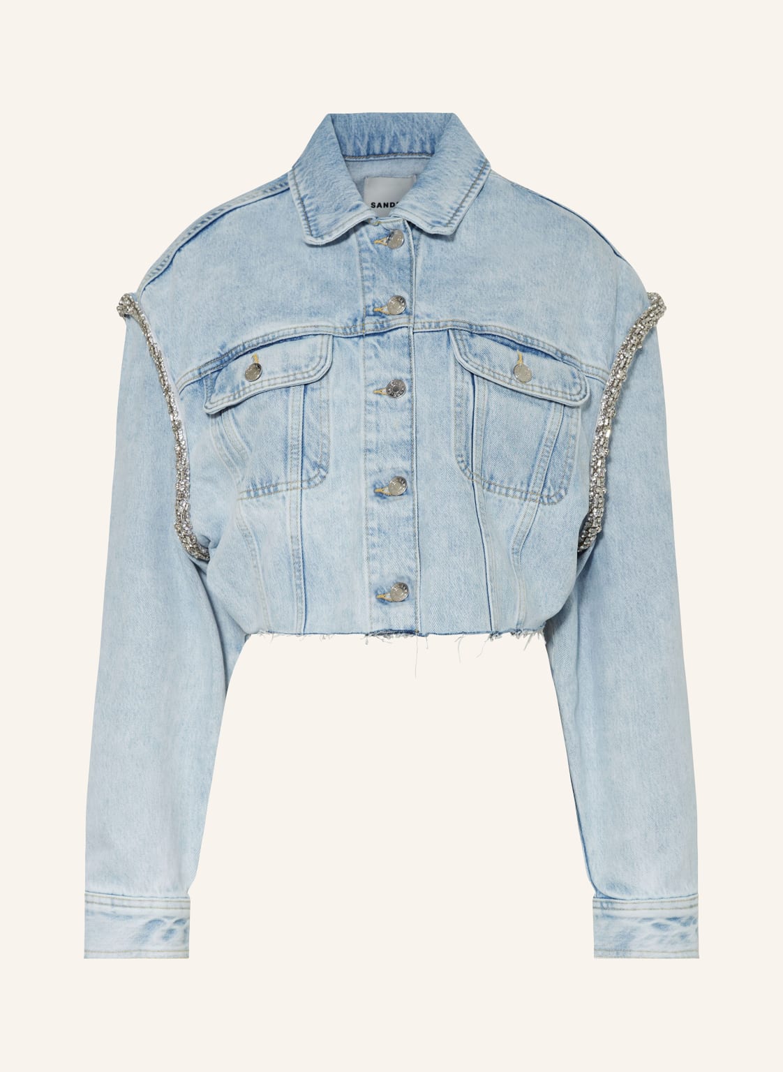 Sandro Cropped Jeansjacke Mit Schmucksteinen blau von sandro