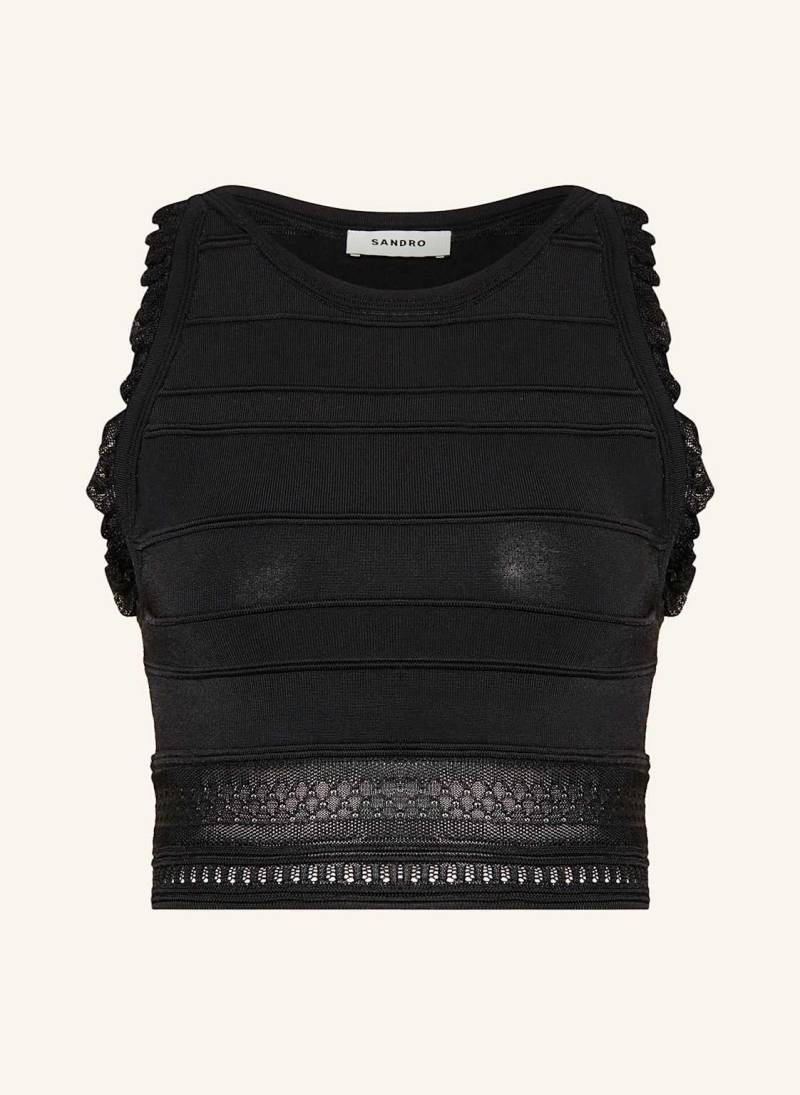 Sandro Cropped-Top Mit Spitze schwarz von sandro