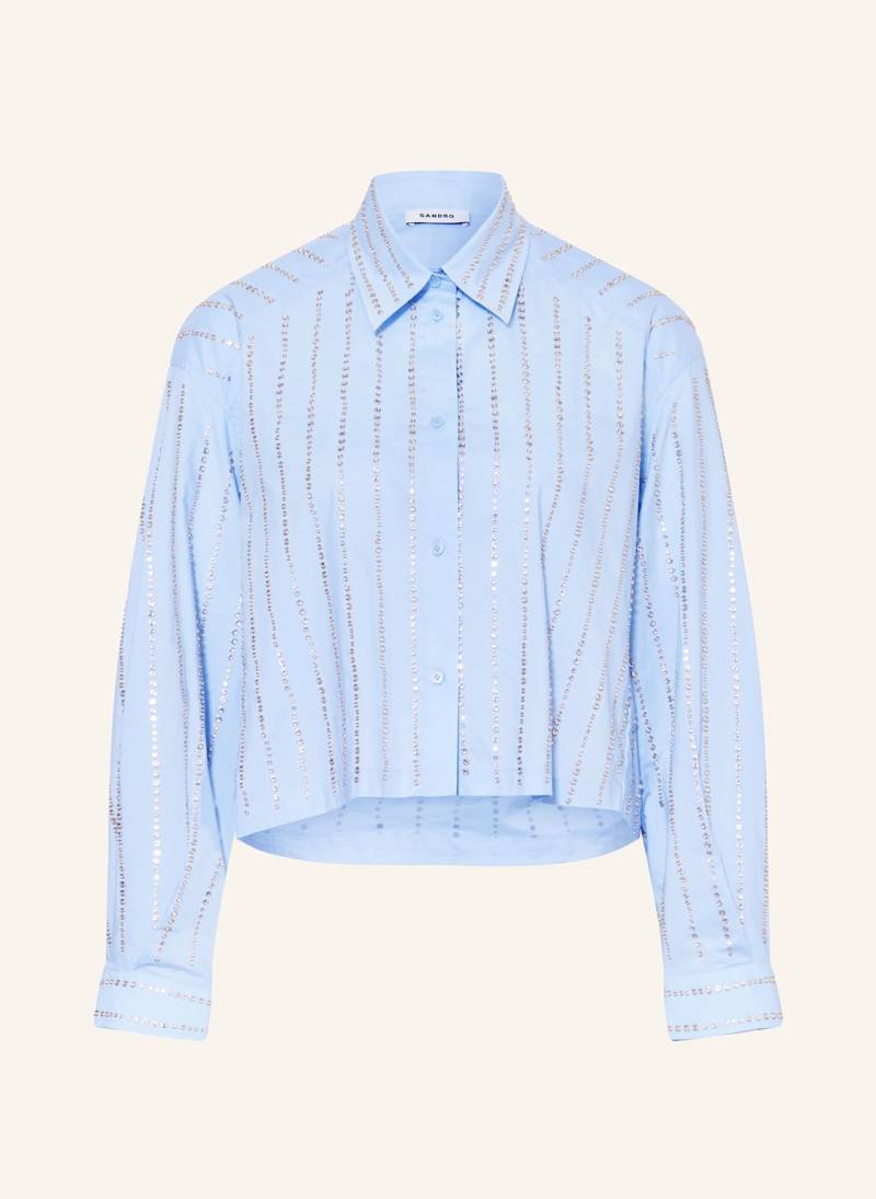 Sandro Hemdbluse Mit Schmucksteinen blau von sandro