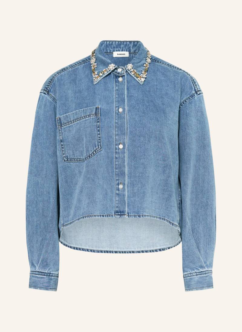 Sandro Jeansbluse Mit Schmucksteinen blau von sandro