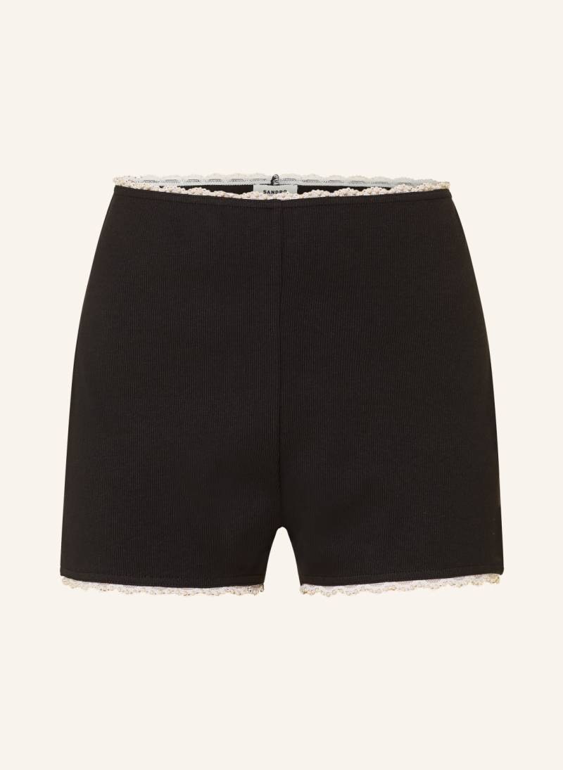 Sandro Jerseyshorts Mit Schmuckperlen schwarz von sandro