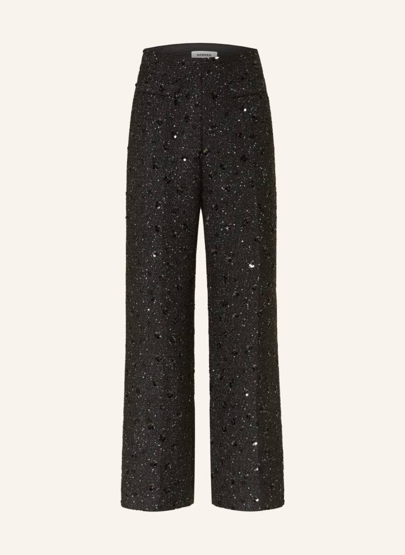 Sandro Marlenehose Aus Tweed Mit Glitzergarn schwarz von sandro