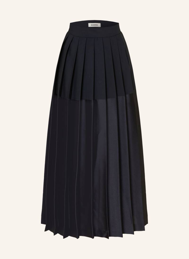 Sandro Plisseerock Im Materialmix blau von sandro