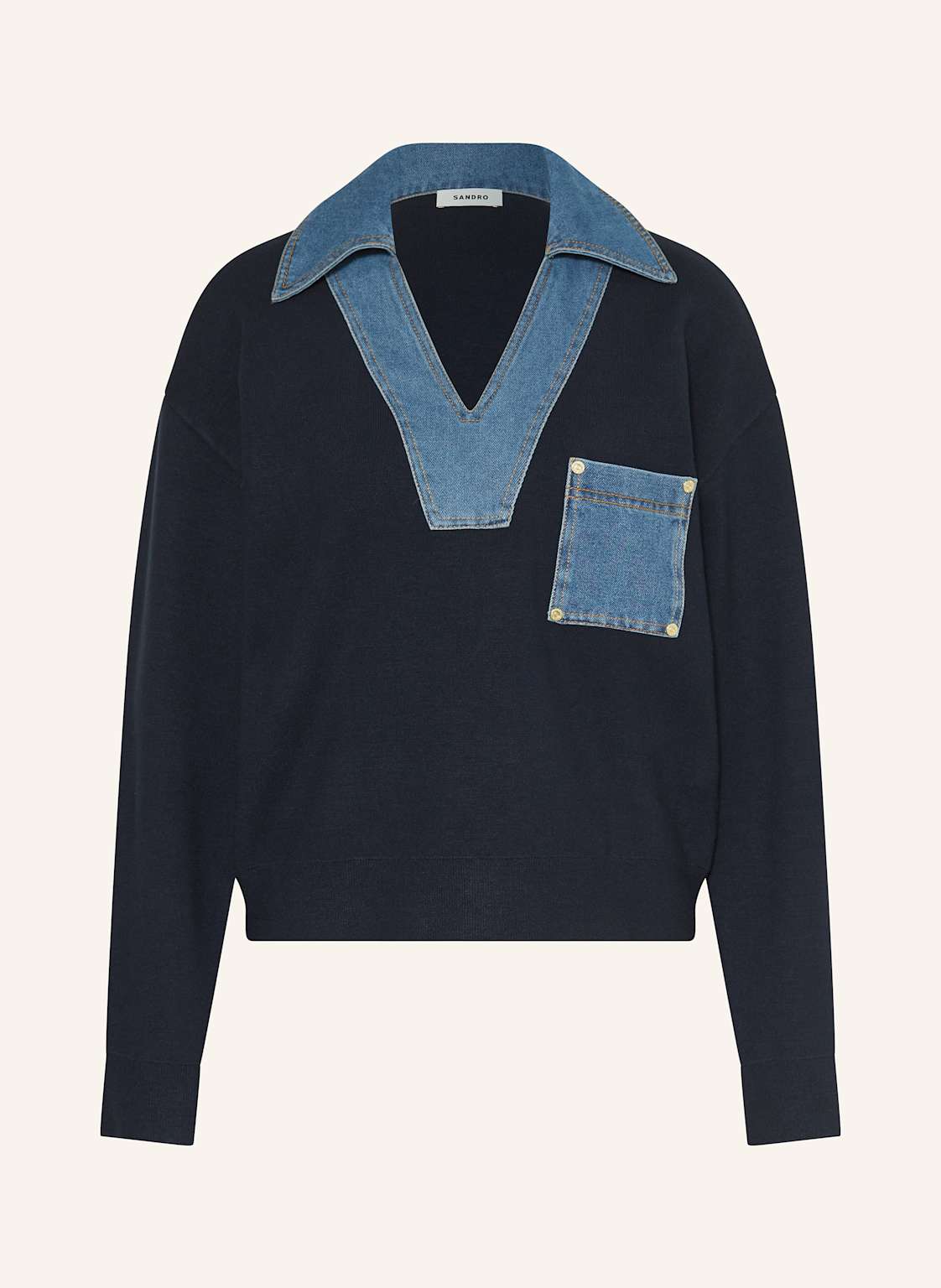 Sandro Pullover Im Materialmix blau Sandro Pullover Im Materialmix blau von sandro