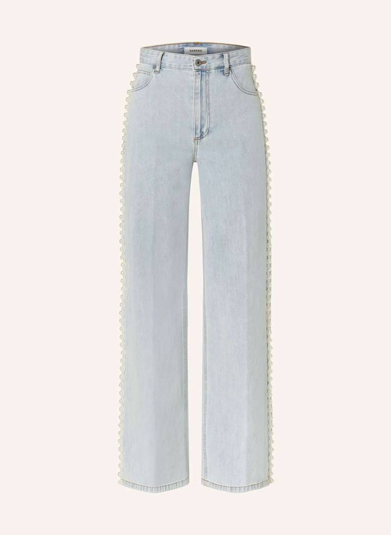 Sandro Straight Jeans Mit Schmucksteinen blau von sandro