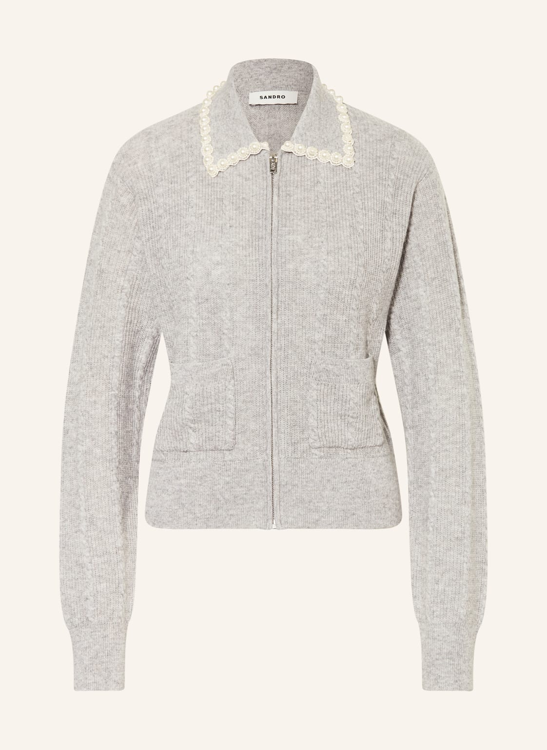 Sandro Strickjacke Mit Schmuckperlen grau von sandro