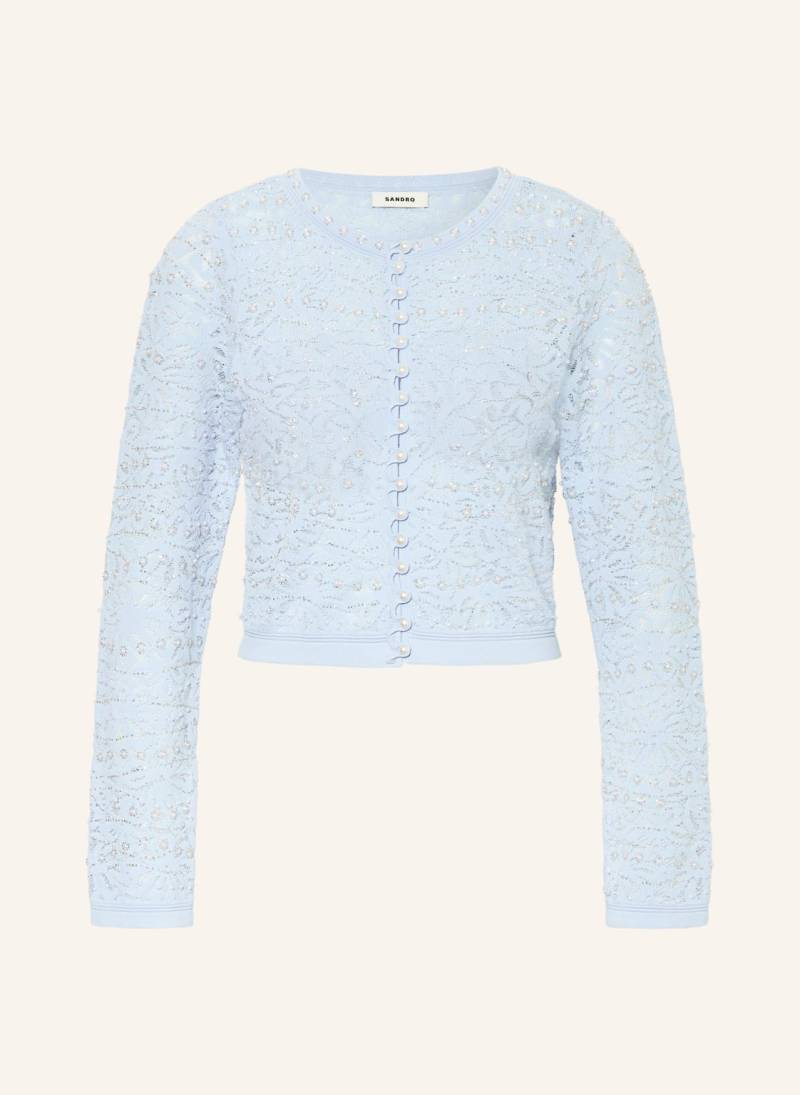 Sandro Strickjacke Mit Schmucksteinen blau von sandro