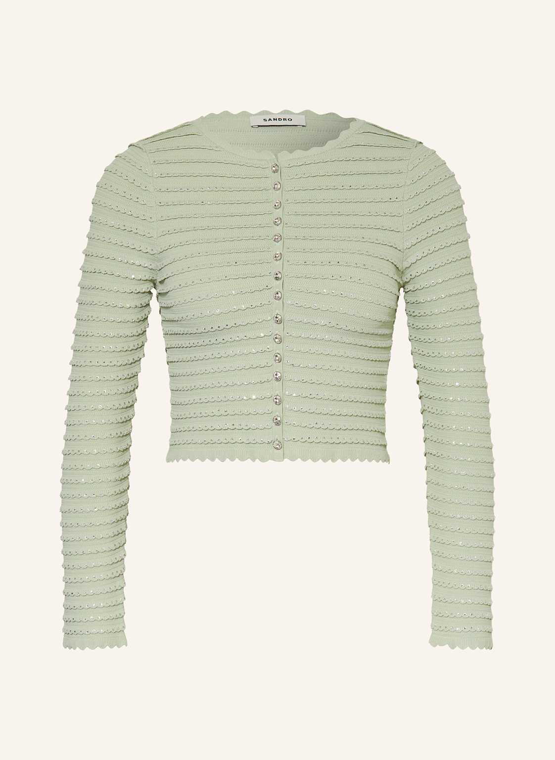 Sandro Strickjacke Mit Schmucksteinen gruen Sandro Strickjacke Mit Schmucksteinen gruen von sandro