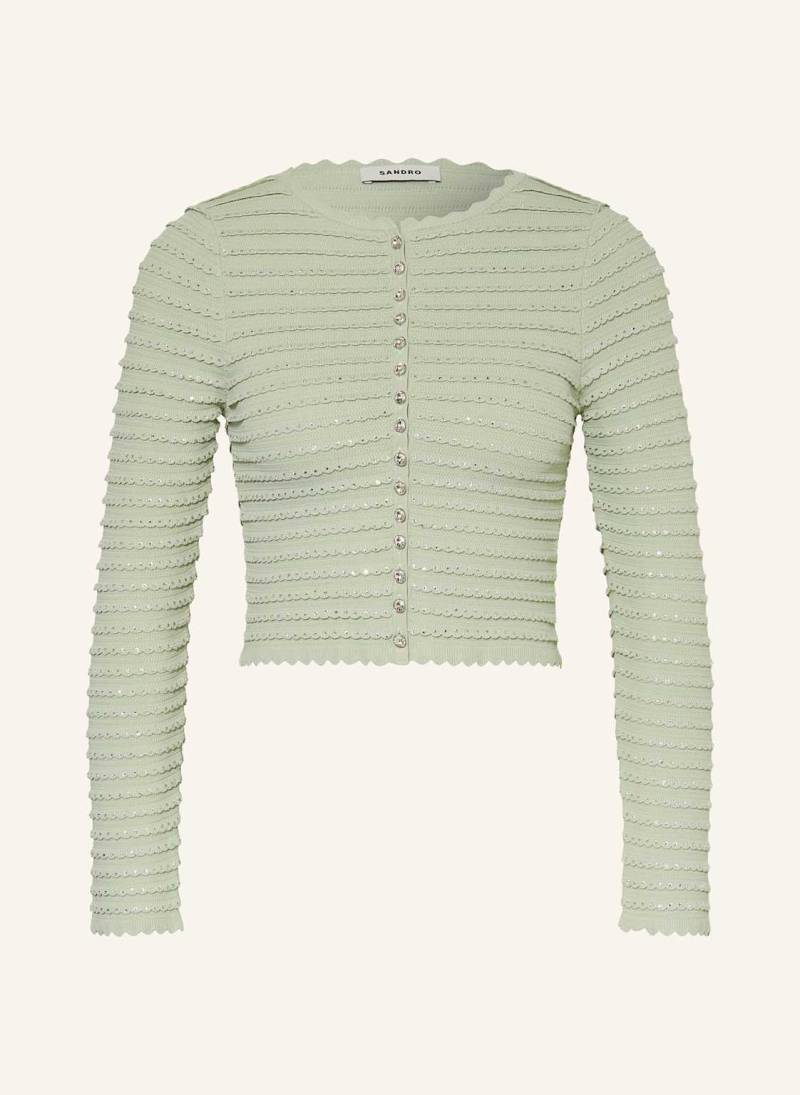 Sandro Strickjacke Mit Schmucksteinen gruen von sandro