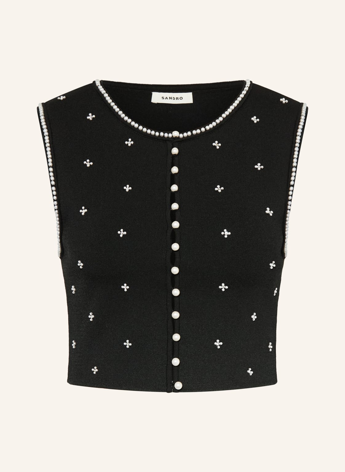 Sandro Strickweste Mit Schmuckperlen schwarz von sandro