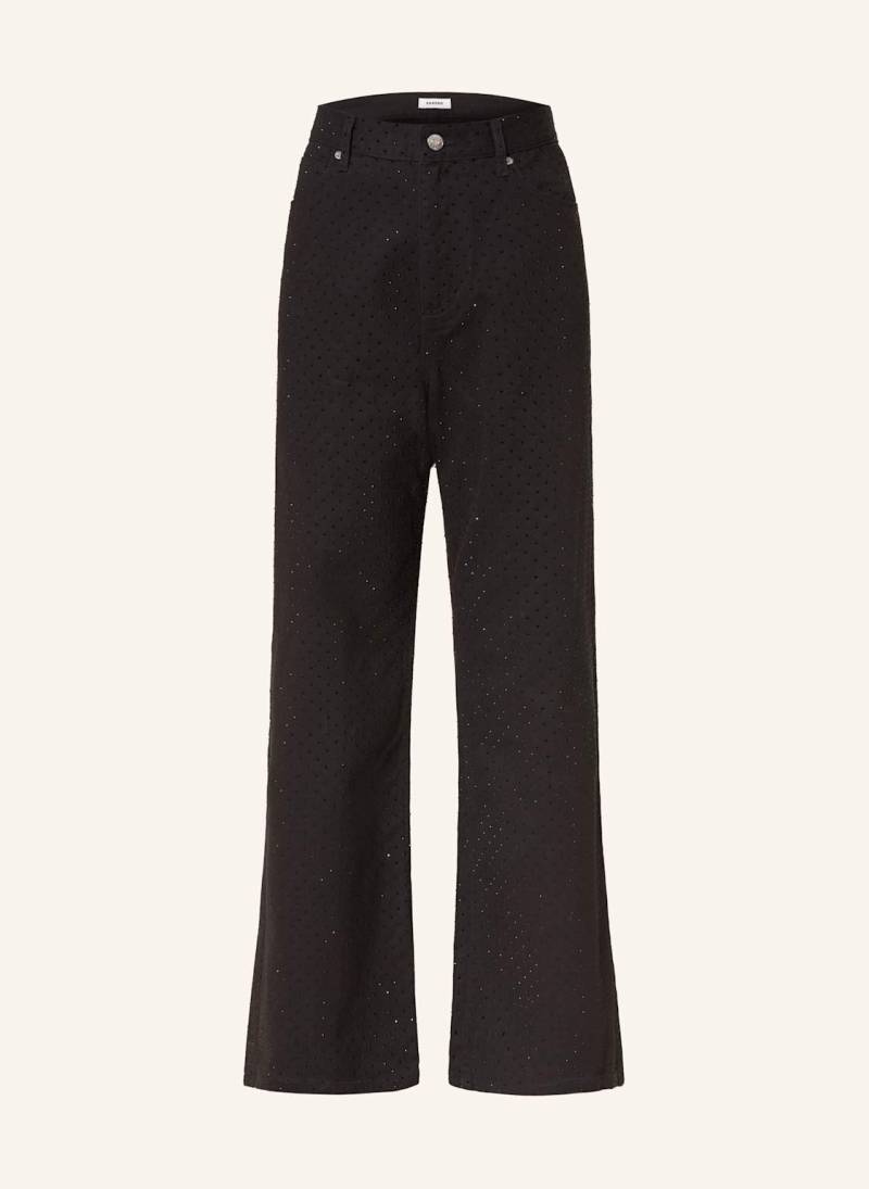 Sandro Wide Leg Jeans Mit Schmucksteinen schwarz von sandro