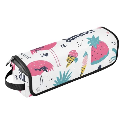 2-in-1-Haar-Werkzeug-Organizer mit hitzebeständiger Matte, Tragetasche, flacher Lockenstab, wasserdichter Organizer für heiße Werkzeuge, Lockenstab, Glätteisen, Haarvolumizer, Styler, Sommer-Flamingos von sanluoli