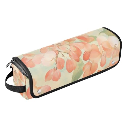 2-in-1-Haar-Werkzeug-Organizer mit hitzebeständiger Matte, abnehmbarer Haarstyling-Zubehör-Organizer für Lockenstab Glätteisen, flacher Haartrockner, Retro, einfache Blütenblätter, Pfirsichblumen von sanluoli