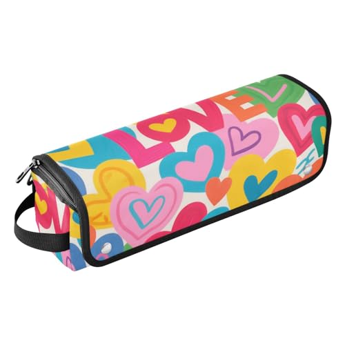 2-in-1-Haar-Werkzeug-Organizer mit hitzebeständiger Matte, wasserdichter Lockenstab Reiseetui für Glätteisen, Lockenstab, Haartrockner, buntes Cartoon-Herz von sanluoli