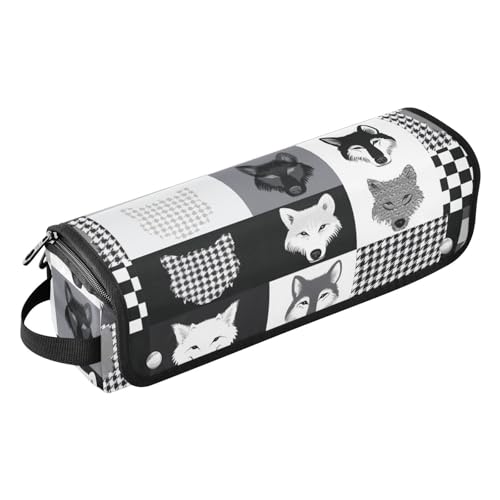 2-in-1 Lockenstab Reiseetui mit hitzebeständigem Pad, abnehmbares Haarstyling-Zubehör, Organizer für Glätteisen, Lockenstab, Haartrockner, graue Wölfe, niedlich von sanluoli