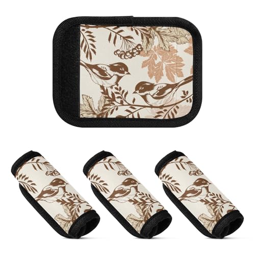 4 Stück Gepäckgriffbandagen Blumen Vögel Sihouette Einfache Retro Anti-Rutsch Reisetasche Identifier Aufkleber Gepäck Erwachsene für Koffer 4 Stück Gepäckgriffbandagen Blumen Vögel Sihouette Einfache Retro Anti-Rutsch Reisetasche Identifier Aufkleber Gepäck Erwachsene für Koffer von sanluoli