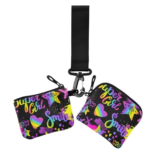 70er 80er Jahre Regenbogenfarben Sterne Herzen Hippie Damen Münzgeldbörse Kartenhalter Niedlich Mode Münzgeldbörse Kleingeldhalter mit Schlüsselanhänger für Arbeit Reisen 2 Packungen 70er 80er Jahre Regenbogenfarben Sterne Herzen Hippie Damen Münzgeldbörse Kartenhalter Niedlich Mode Münzgeldbörse Kleingeldhalter mit Schlüsselanhänger für Arbeit Reisen 2 Packungen von sanluoli