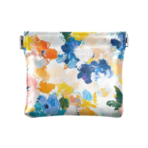 Abstrakte Aquarell-Blumen, PU-Leder, kleine Münzen, ausgefallene persönliche Gegenstände, Organizer für Mädchen, Frauen, Damen von sanluoli