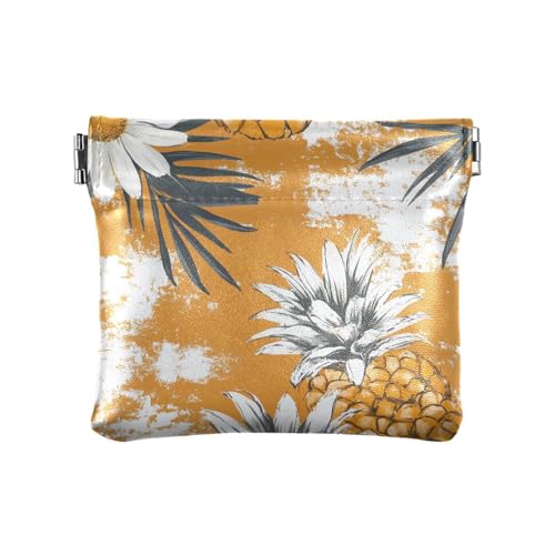 Ananas mit weißem Gänseblümchen, Kamel, für Damen, PU-Leder, Münzgeldbörse, einzigartiger Kleingeldhalter, Karten-Organizer für Mädchen und Damen von sanluoli