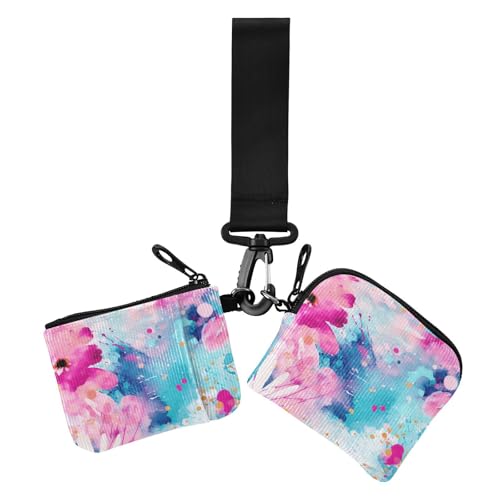 Aquarell-Pfirsichblüten-Blau, gemischt, Doppel-Münzgeldbörse, Kreditkartenhalter, Geldbörse, dünn, flach, Kartenetui, Geldorganizer mit Reißverschluss, Münzfach für Arbeit, Reisen, 2 Stück Aquarell-Pfirsichblüten-Blau, gemischt, Doppel-Münzgeldbörse, Kreditkartenhalter, Geldbörse, dünn, flach, Kartenetui, Geldorganizer mit Reißverschluss, Münzfach für Arbeit, Reisen, 2 Stück von sanluoli