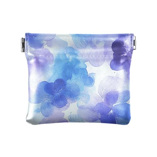 Aquarell-blaue Blume, Damen-Münzgeldbörse, aus PU-Leder, einzigartiger Münzhalter für Damen und Mädchen von sanluoli