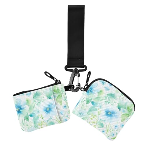 Aquarell-blaue Blumen, frische einfache Damen-Münzgeldbörsen, Kartenetui, kompakte Größe, Kreditkartenetui, Organizer mit Schlüsselanhänger, für Arbeit, Reisen, 2 Packungen Aquarell-blaue Blumen, frische einfache Damen-Münzgeldbörsen, Kartenetui, kompakte Größe, Kreditkartenetui, Organizer mit Schlüsselanhänger, für Arbeit, Reisen, 2 Packungen von sanluoli