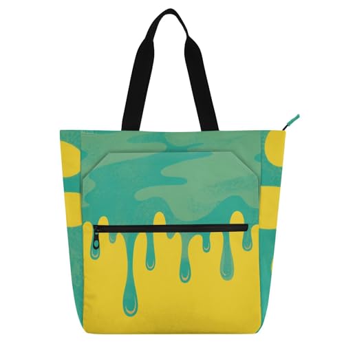 Asthetic Art Büchertasche für Kinder, Studenten, Erwachsene, gotisch, wasserdicht, mit Reißverschluss, für Schule, Arbeit, Reisen, Regenbogenfarben, Grün / Gelb Asthetic Art Büchertasche für Kinder, Studenten, Erwachsene, gotisch, wasserdicht, mit Reißverschluss, für Schule, Arbeit, Reisen, Regenbogenfarben, Grün / Gelb von sanluoli
