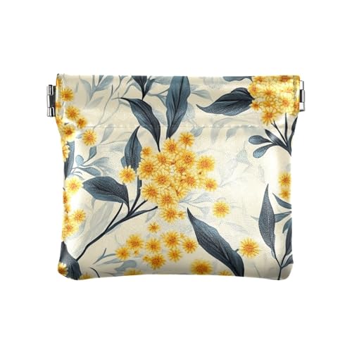 Australia Golden Wattle Beauty Flowers Kleine Leder-Münzgeldbörse, wasserdicht, Mini-Münzgeldbörse für Frauen und Mädchen von sanluoli