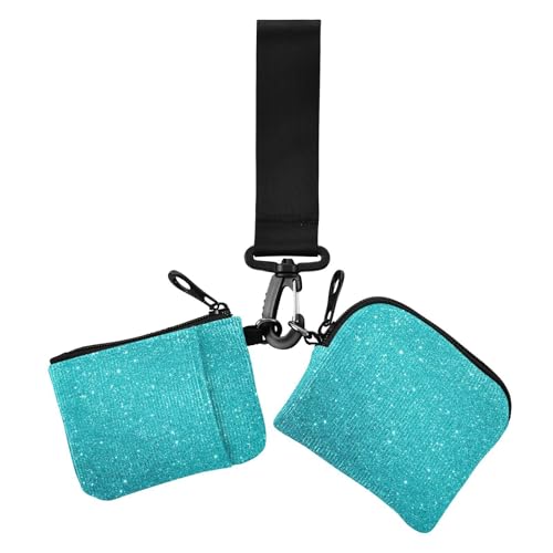 Blaue Glitzer-Geldbörse für Damen, Kleingeld, Kartenetui, klein, tragbar, Visitenkartenhalter mit Handgelenkschlaufe für Damen, 2 Packungen Blaue Glitzer-Geldbörse für Damen, Kleingeld, Kartenetui, klein, tragbar, Visitenkartenhalter mit Handgelenkschlaufe für Damen, 2 Packungen von sanluoli