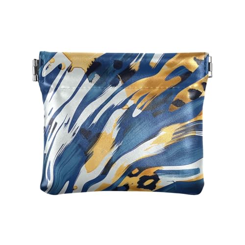 Blauer Tierdruck Frauen PU Leder Münzbörse Tragbare Mini Kartenhalter Geldbörse für Männer Frauen Reisen von sanluoli