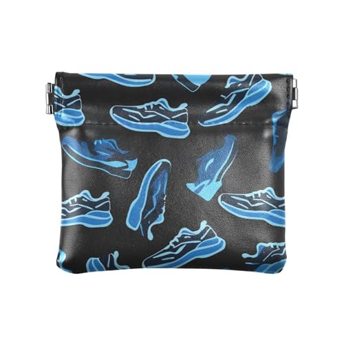 Blaues Vektor-Schuh-Muster, schwarz, für Damen, PU-Leder, Münzgeldbörse, niedlicher Kleingeldhalter, Karten-Organizer für Mädchen und Damen Blaues Vektor-Schuh-Muster, schwarz, für Damen, PU-Leder, Münzgeldbörse, niedlicher Kleingeldhalter, Karten-Organizer für Mädchen und Damen von sanluoli