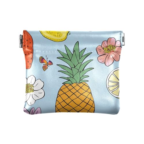 Blumen Ananas Blau Damen Klein Leder Kleingeld Geldbörse Wasserdicht Mini Kleingeld Geldbörse Münzfach für Frauen Jungen Mädchen Blumen Ananas Blau Damen Klein Leder Kleingeld Geldbörse Wasserdicht Mini Kleingeld Geldbörse Münzfach für Frauen Jungen Mädchen von sanluoli