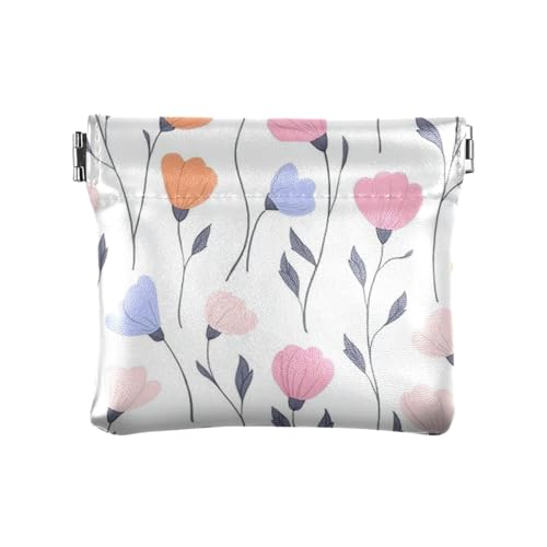 Boho Simple Style Florals Damen PU Leder Münzgeldbörse Wasserdicht Mini Münzbörse Beutel für Frauen Jungen Mädchen von sanluoli