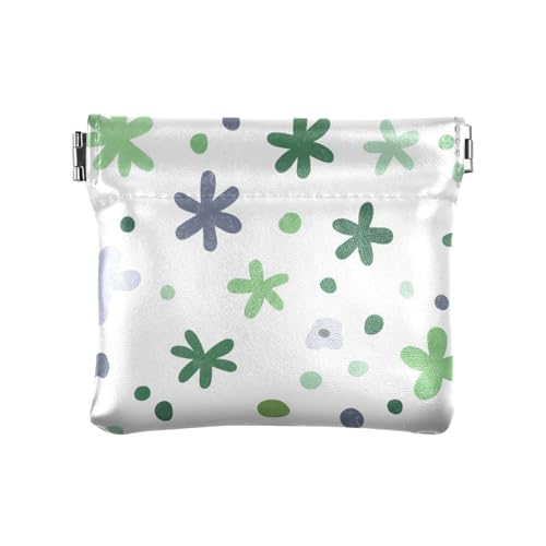 Boho Simple Style Galaxy Leaves Flowers PU Leather Small Coin Purse Waterproof Change Purse with Clasp for Men Women Travel von sanluoli