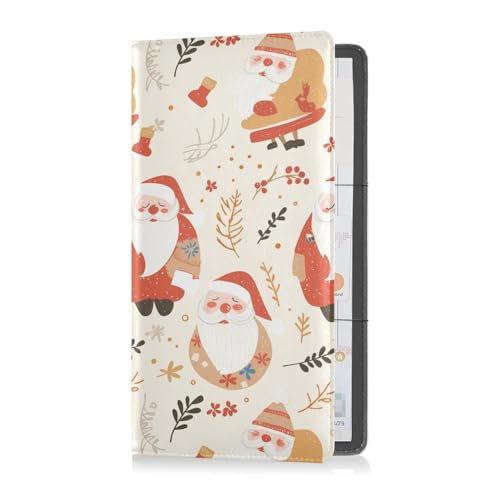 Boho Simple Style Santa Christmas Premium Leder Registrierungs- und Versicherungskartenhalter Fahrzeug Handschuhfach für Ausweis, Führerschein, Schlüssel Kontaktinformationskarten von sanluoli