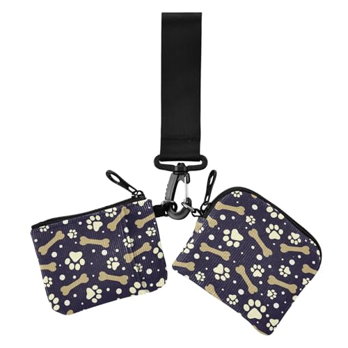 Bones Blue Cute Dogs Claws Cartoon Damen Dual Wallets Visitenkartenetuis Kleine Tragbare Kartenhalter mit Reißverschlusstasche für Damen 2 Stück von sanluoli